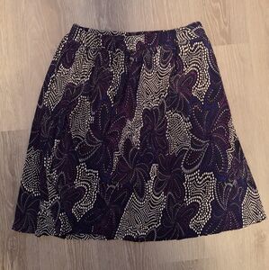 XL Purple, Blue and White Pattered Midi Skirt